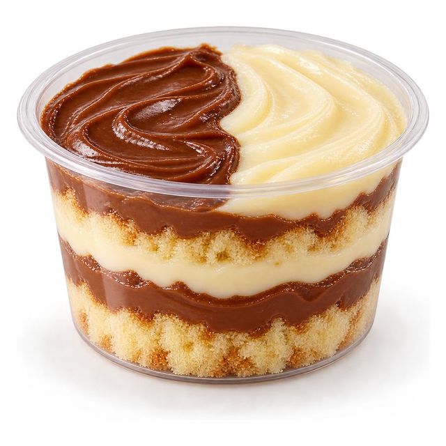 Bolo de pote de Dois Amores, com creme de chocolate e ninho