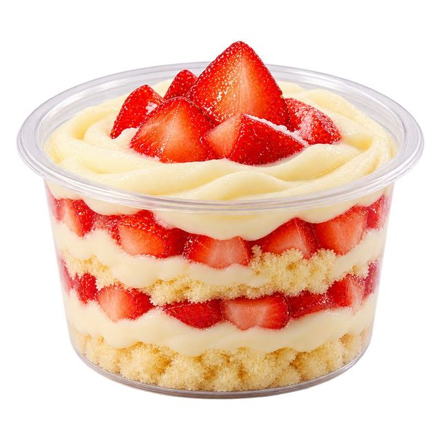 Bolo de pote de Ninho com morango, com morangos por cima